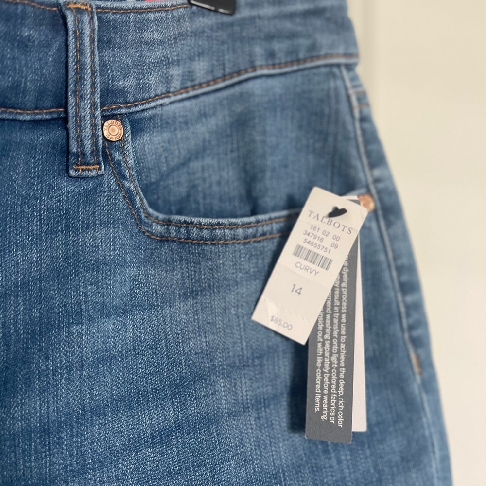 Talbots Jeans Women's 14 Curvy Blue Pedal Pusher Slim Leg Cropped - Picture 5 of 7